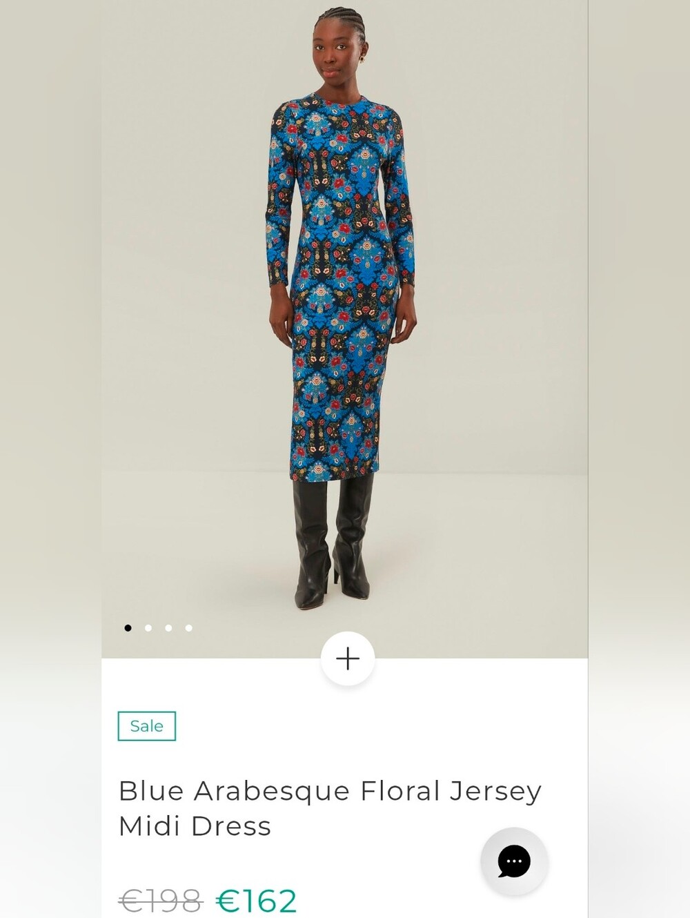 NWT Farm Rio Blue Arabesque Floral Midi Jersey Dress - MEDIUM